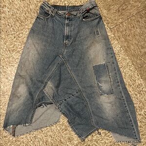 Unique handmade Denim Skirt with Patchwork